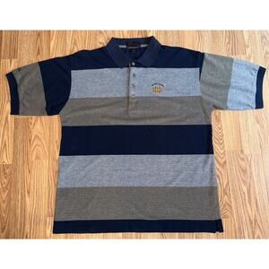 Antigua Notre Dame Fighting Irish Polo Shirt Large Striped Vintage NCAA College
